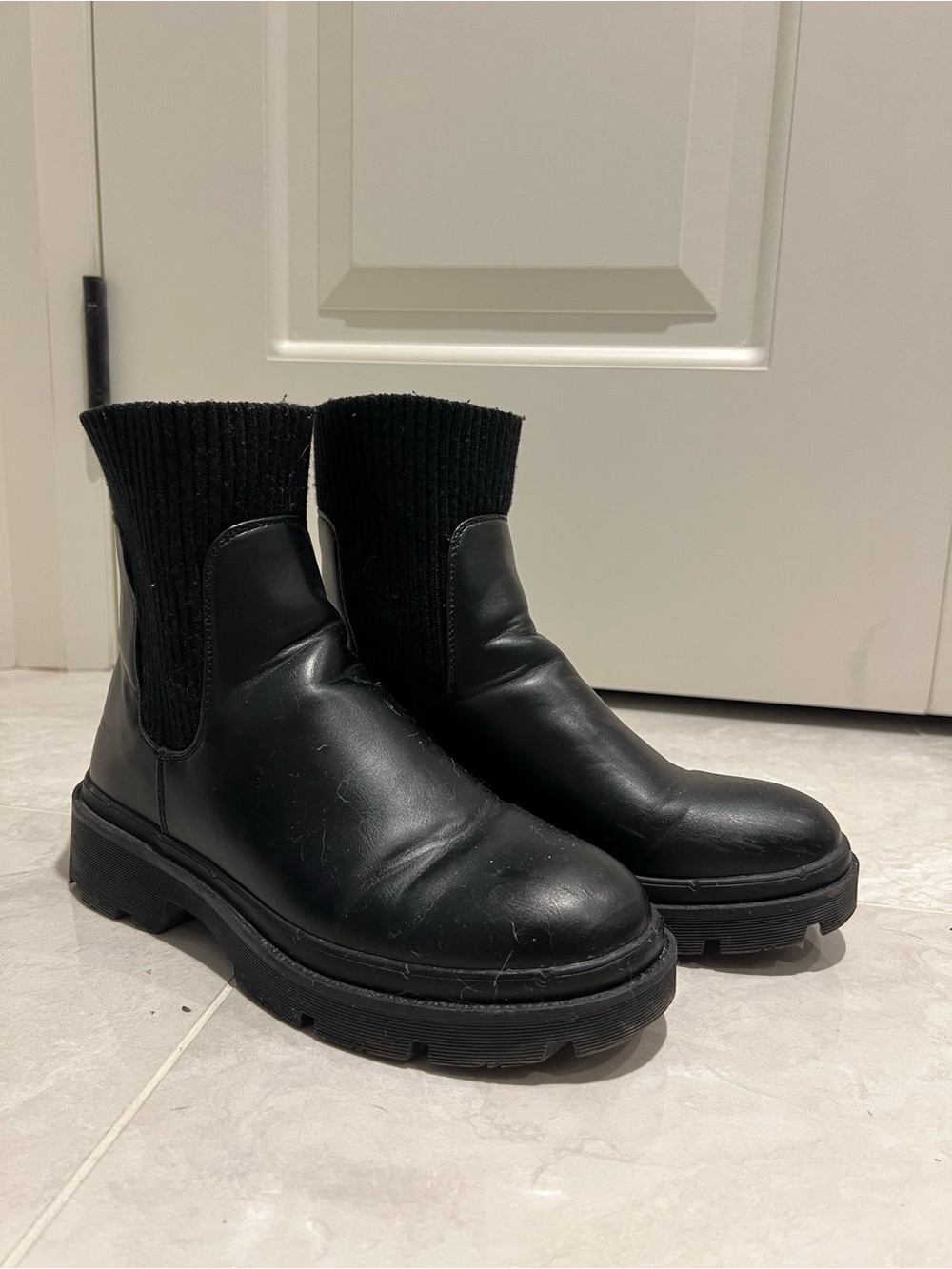 Olivia Miller Black Knit Chelsea Sock Booties